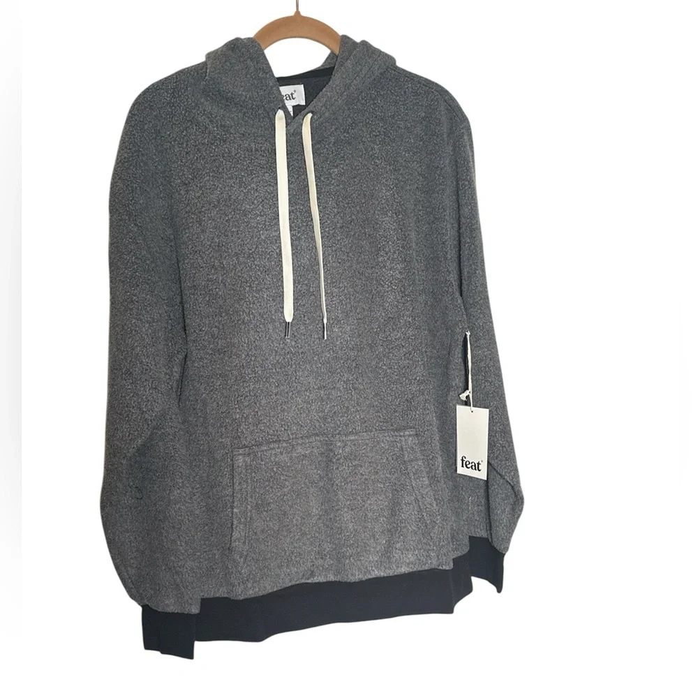 Feat Blanket Blend Hoodie‎ Hazy Black Gray Sweatshirt unisex Large NWT Cozy